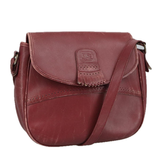 Burberry Burgundy Shoulder Bag Leather