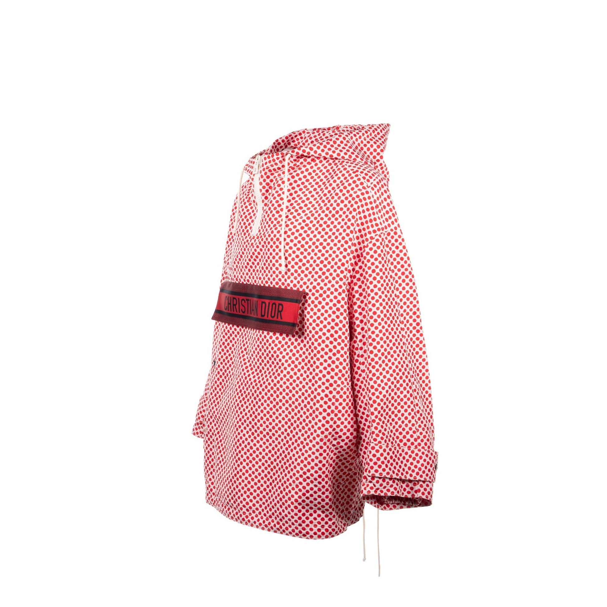 Dior Size M Christian Signature Band Hooded Anorak White Red Travel Bag