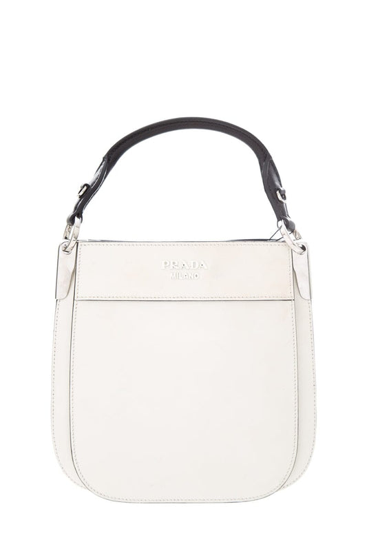 Prada City Calfskin Margit Cross Body Luxury Handbag Black White Crossbody Bag
