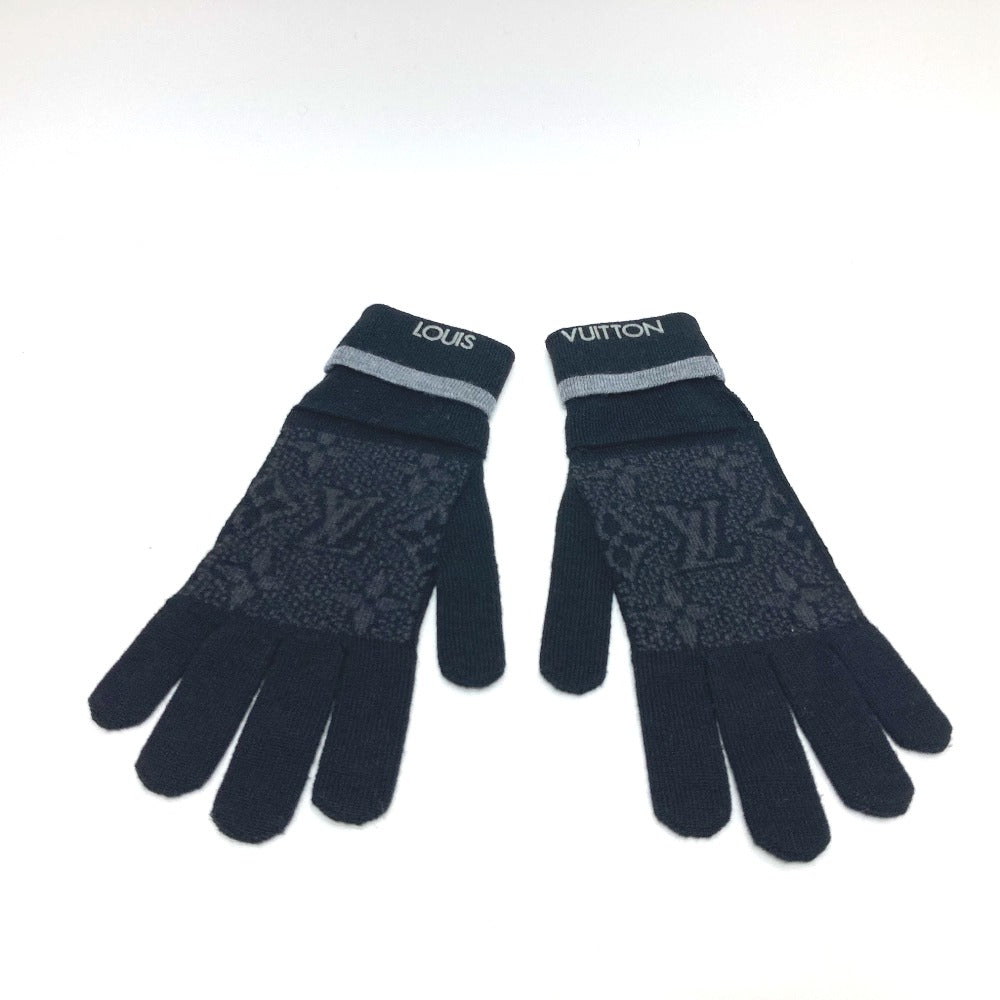 Louis Vuitton Glove M73470 Gon My Eclipse Monogram Wool Black Apparel