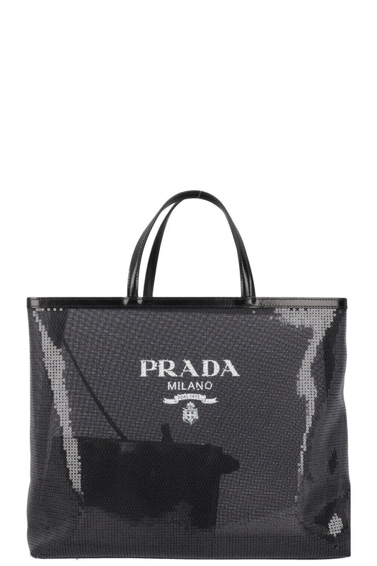 Prada Tote Bag Tote Sequined Mesh Black