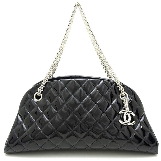 Chanel Mademoiselle Bowling Bag Patent Leather Black Handbag
