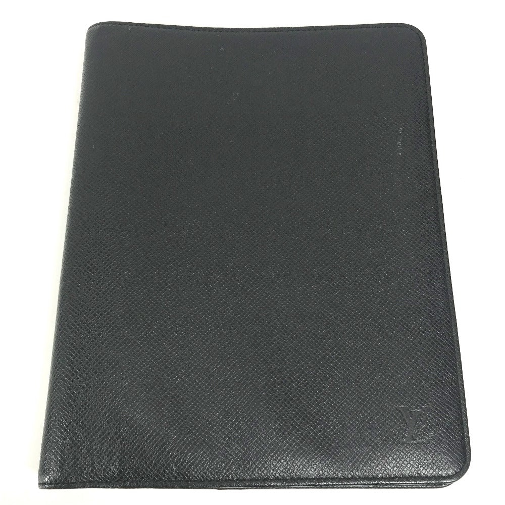 Louis Vuitton Note cover R20409 Taiga Leather Black Handbag