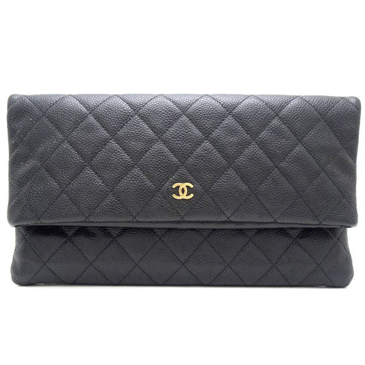 Chanel Clutch Bag Caviar Skin Matelasse Black