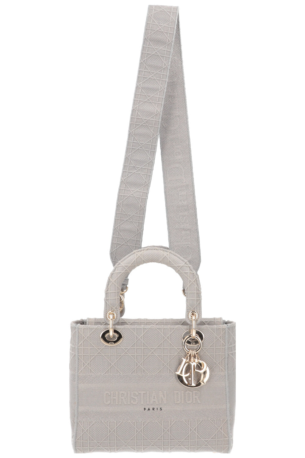 Dior Lady D-Lite Bag Grey Gray Medium Handbag
