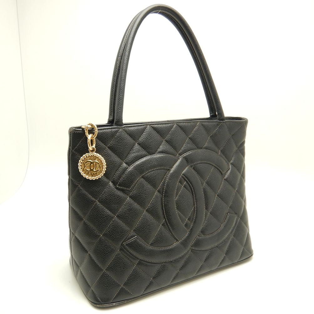 Chanel Reprint Tote Bag Caviar Skin Matelasse Black