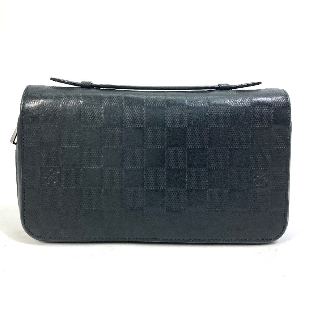 Louis Vuitton Long Purse N61254 Damier Anfini Leather Black Wallet Case