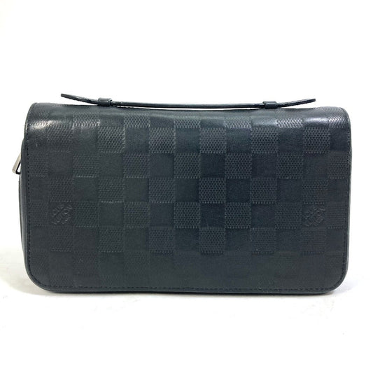 Louis Vuitton Long Purse N61254 Damier Anfini Leather Black Wallet Case