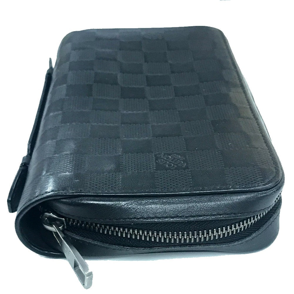 Louis Vuitton Long Purse N61254 Damier Anfini Leather Black Wallet Case