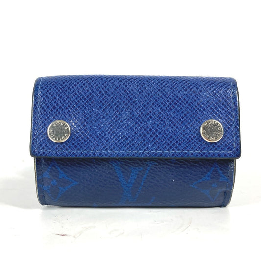 Louis Vuitton Trifold M67620 Taiga Taigalama Discovery Monogram Leather Canvas Blue Wallet Case
