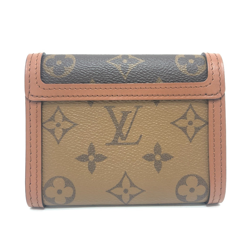 Louis Vuitton Trifold M68725 reverse Portefeuille Dauphine Monogram Canvas Brown Wallet Case