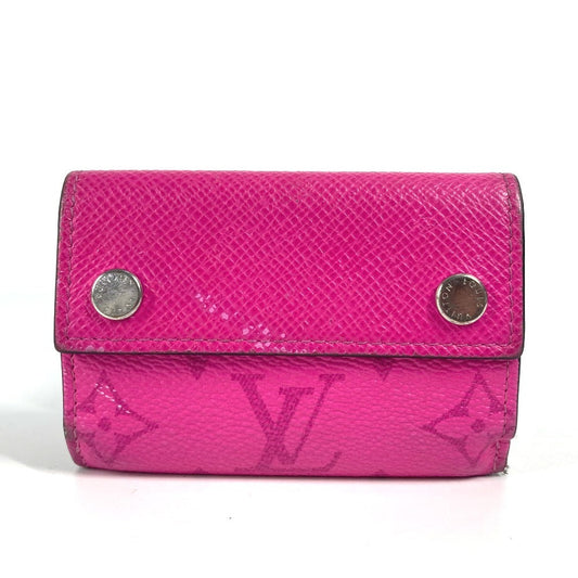 Louis Vuitton Trifold M30773 Taiga Taigalama Discovery Monogram Leather Canvas Pink Wallet Case