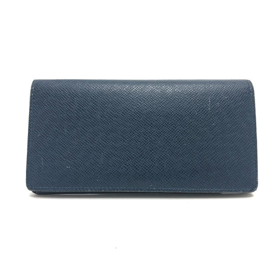 Louis Vuitton Long Purse M64010 Taiga Leather Blue Wallet Case
