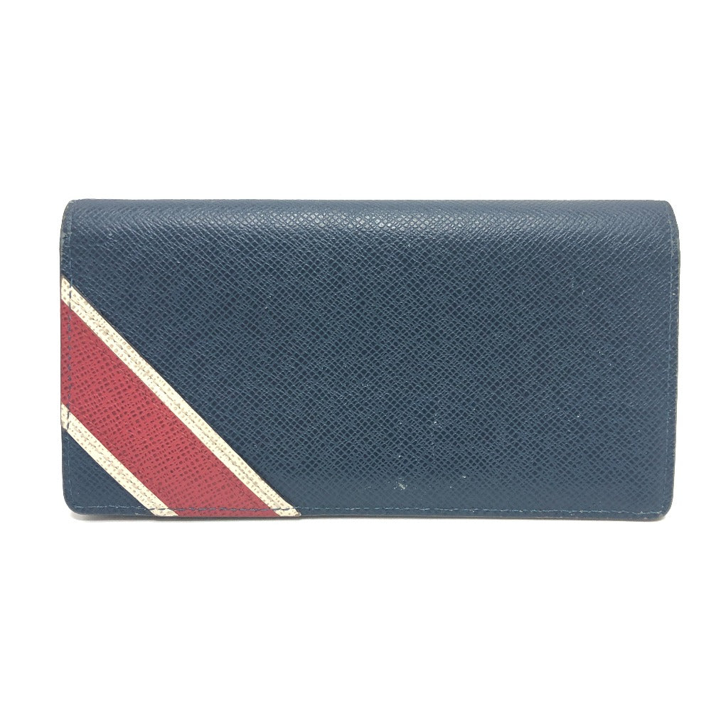 Louis Vuitton Long Purse M64010 Taiga Leather Blue Wallet Case