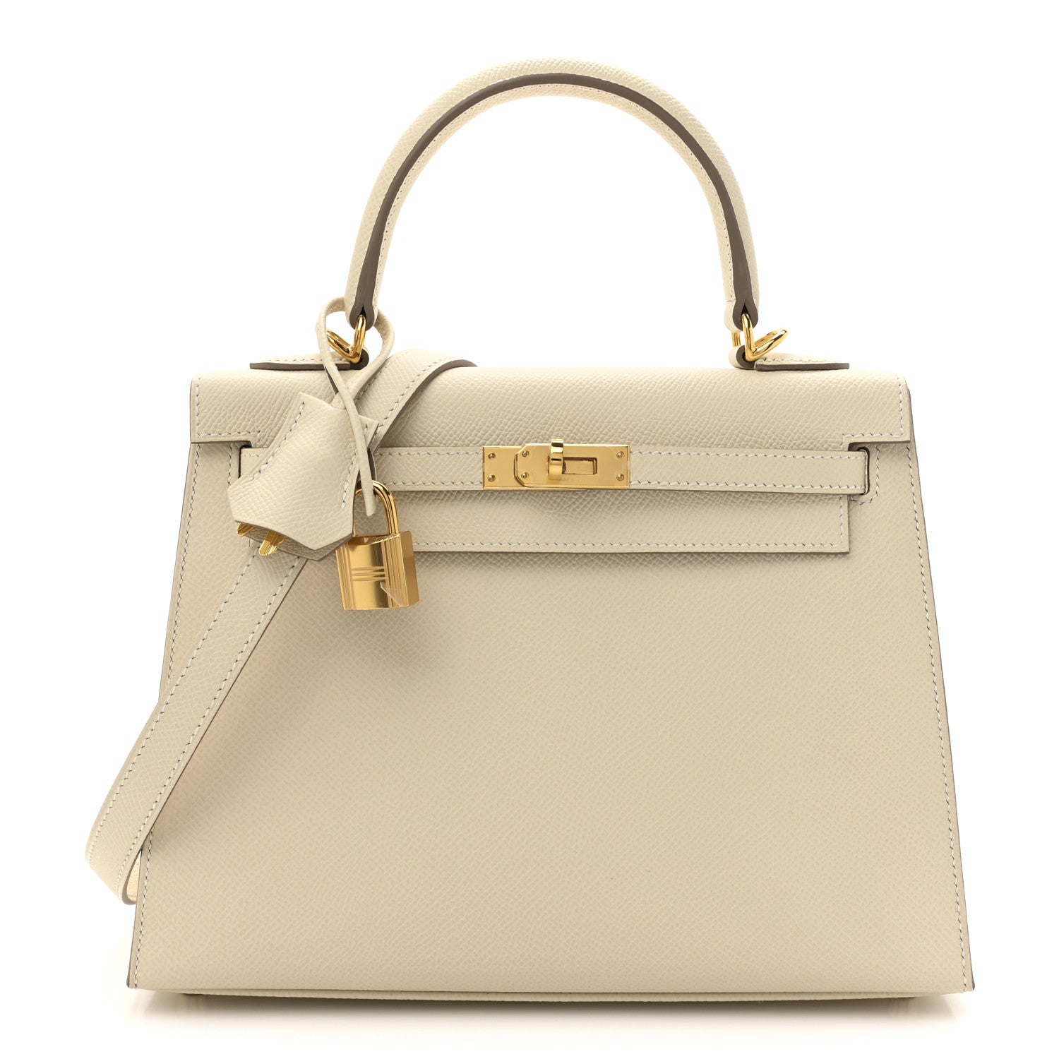 Hermes Epsom Kelly Sellier Craie Handbag Travel Bag 25 Craie 1765489