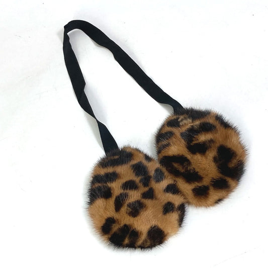 Louis Vuitton Earmuff fur Leopard Pattern Leopard Brown Handbag