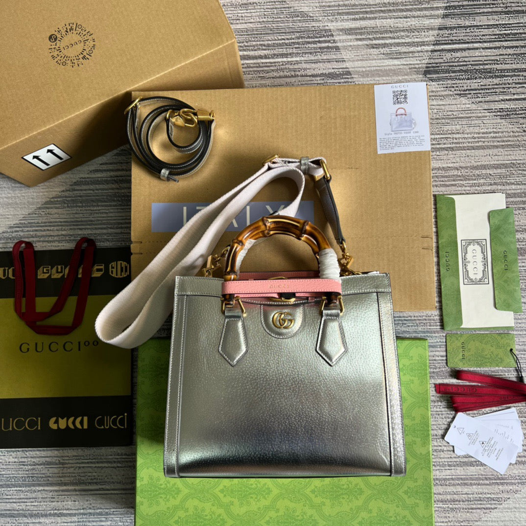 gg Diana , ’s 11in Silver Small Tote Bag