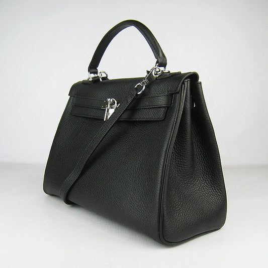 Hermes Luxury Kelly Cm Togo Handbag Leather Black Travel Bag