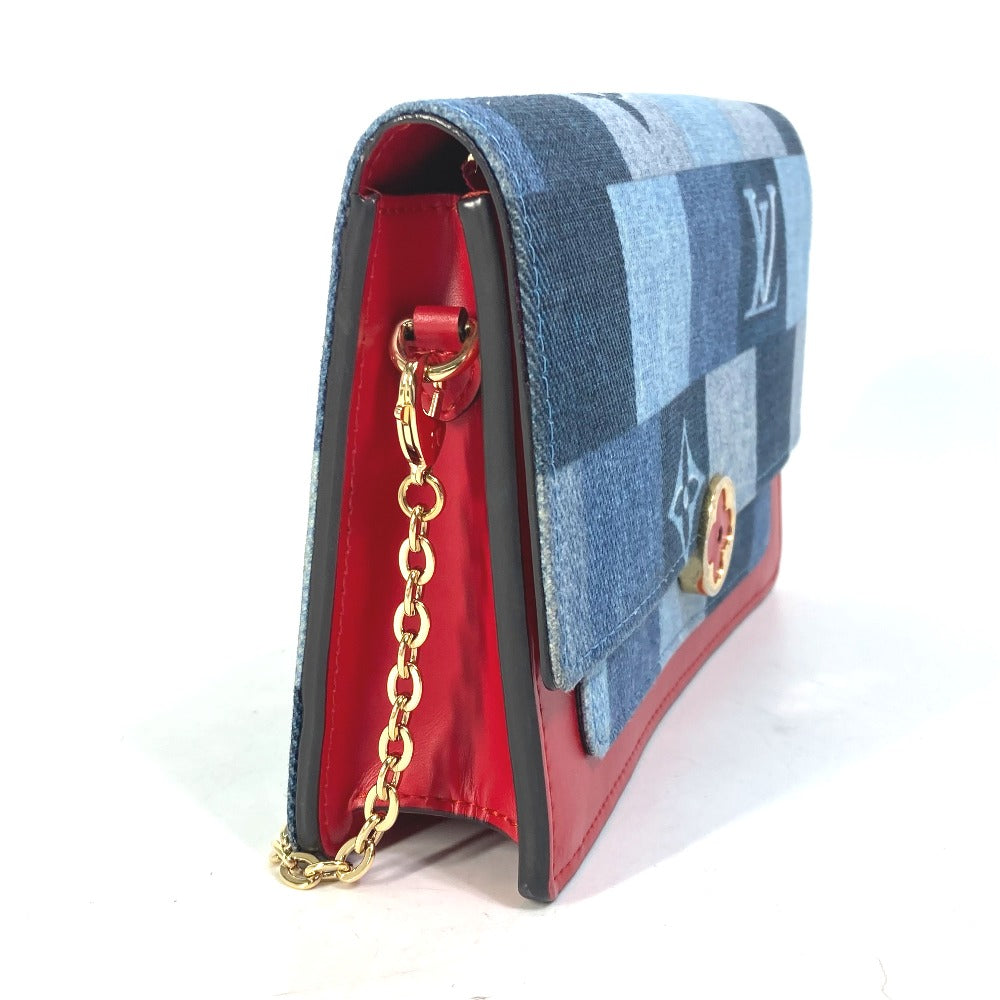 Louis Vuitton M69036 Long Purse Portefeuille Flor Monogram Denim Blue Chain Wallet Case