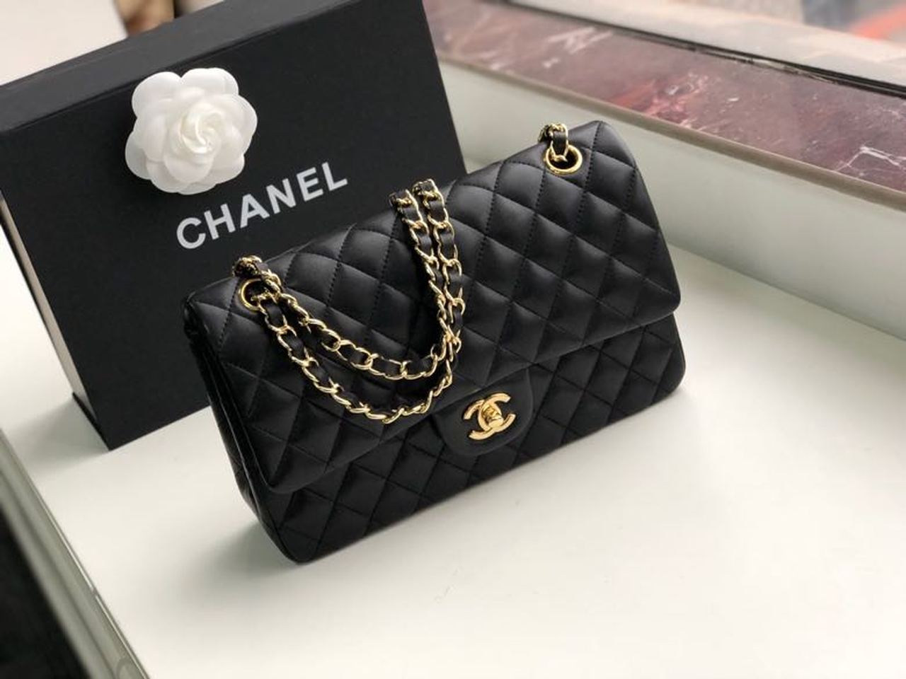 CHL Classic Toned Hardware , Black Gold Crossbody Bag