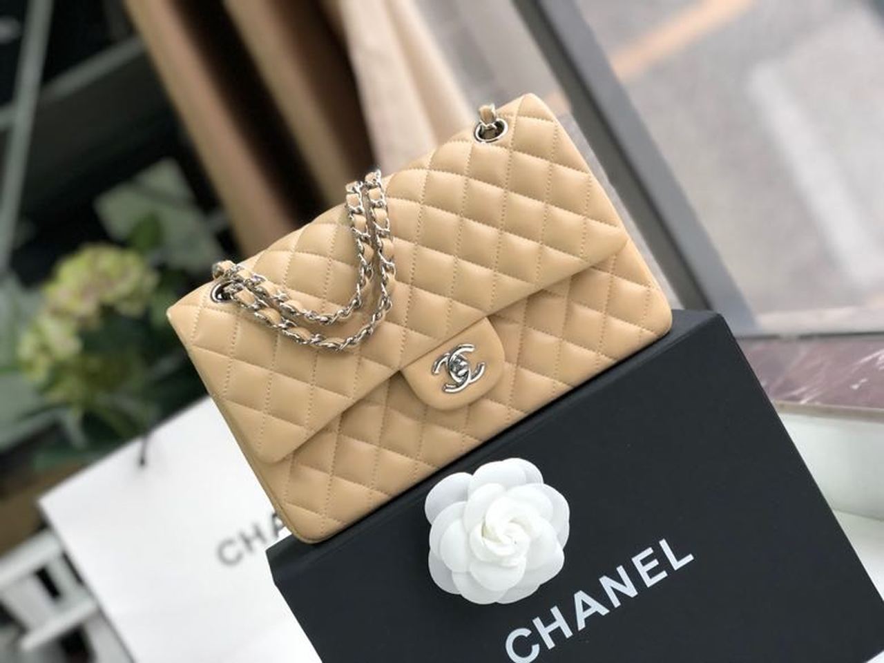 Chanel Classic Handbag Hardware For Women Bags Shoulder Beige Silver Crossbody Bag