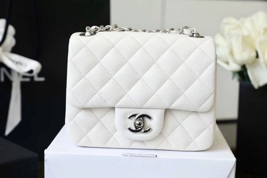 Chanel Classic Top Qualityap Bag Hardware For Women White Silver Travel Bag