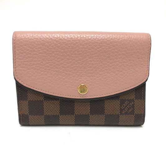 Louis Vuitton Folded N60043 Damier Portefeuille Normandy Canvas Brown Wallet Case