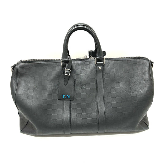 Louis Vuitton Boston Duffel N41145 Damier Anfini Leather Black Travel Bag