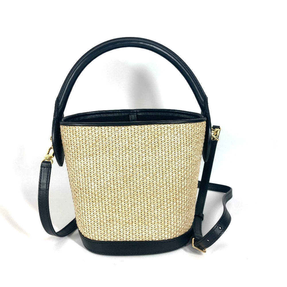 Louis Vuitton M59961 Petite Leather Raffia Black Bucket Shoulder Bag