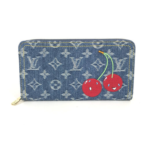 Louis Vuitton Long Purse M23161 Cherry Takashi Monogram Denim Blue Wallet Case 2