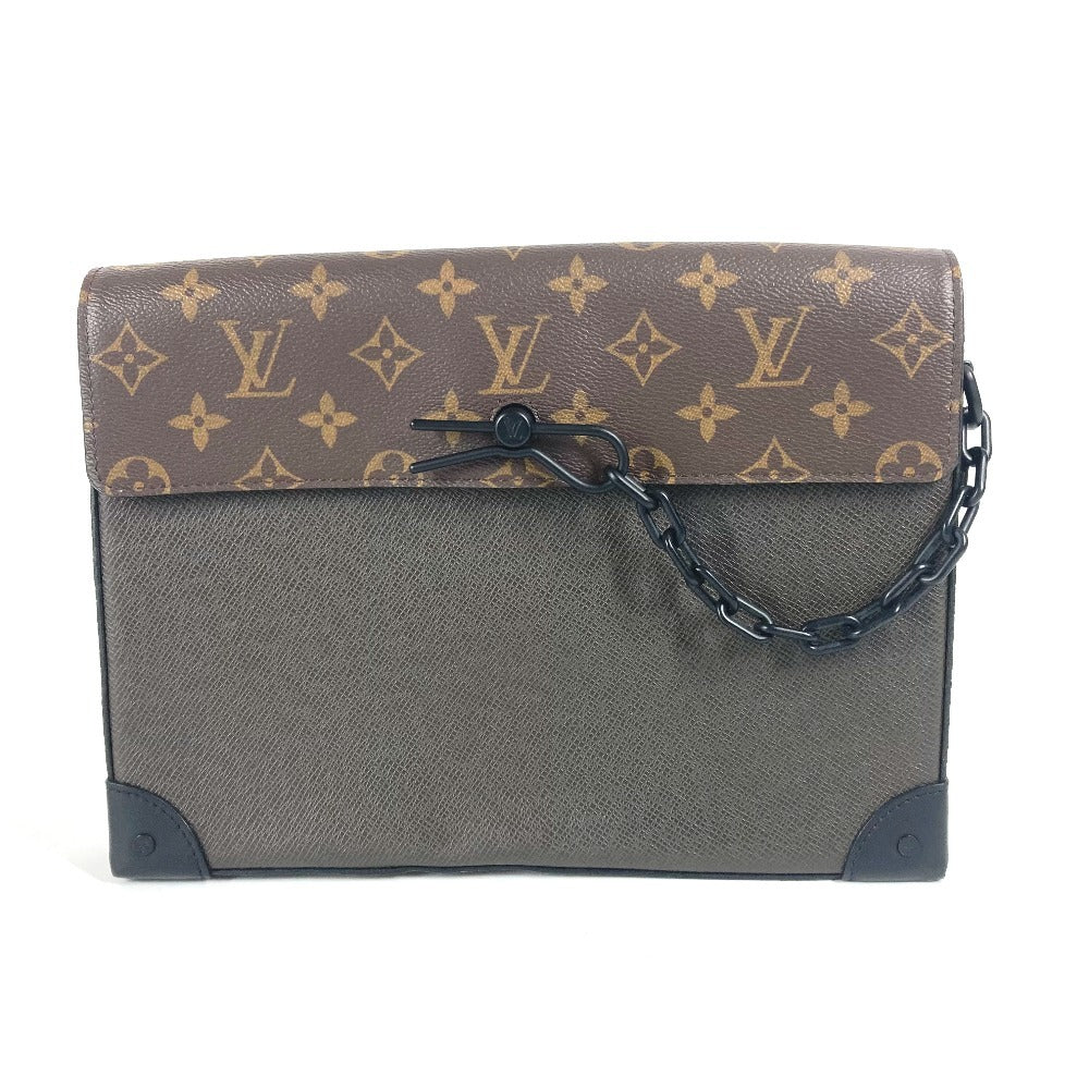 Louis Vuitton M30583 Taiga Pochette steamer Monogram Leather Canvas Khaki Clutch Bag