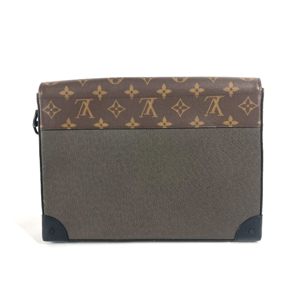 Louis Vuitton M30583 Taiga Pochette steamer Monogram Leather Canvas Khaki Clutch Bag