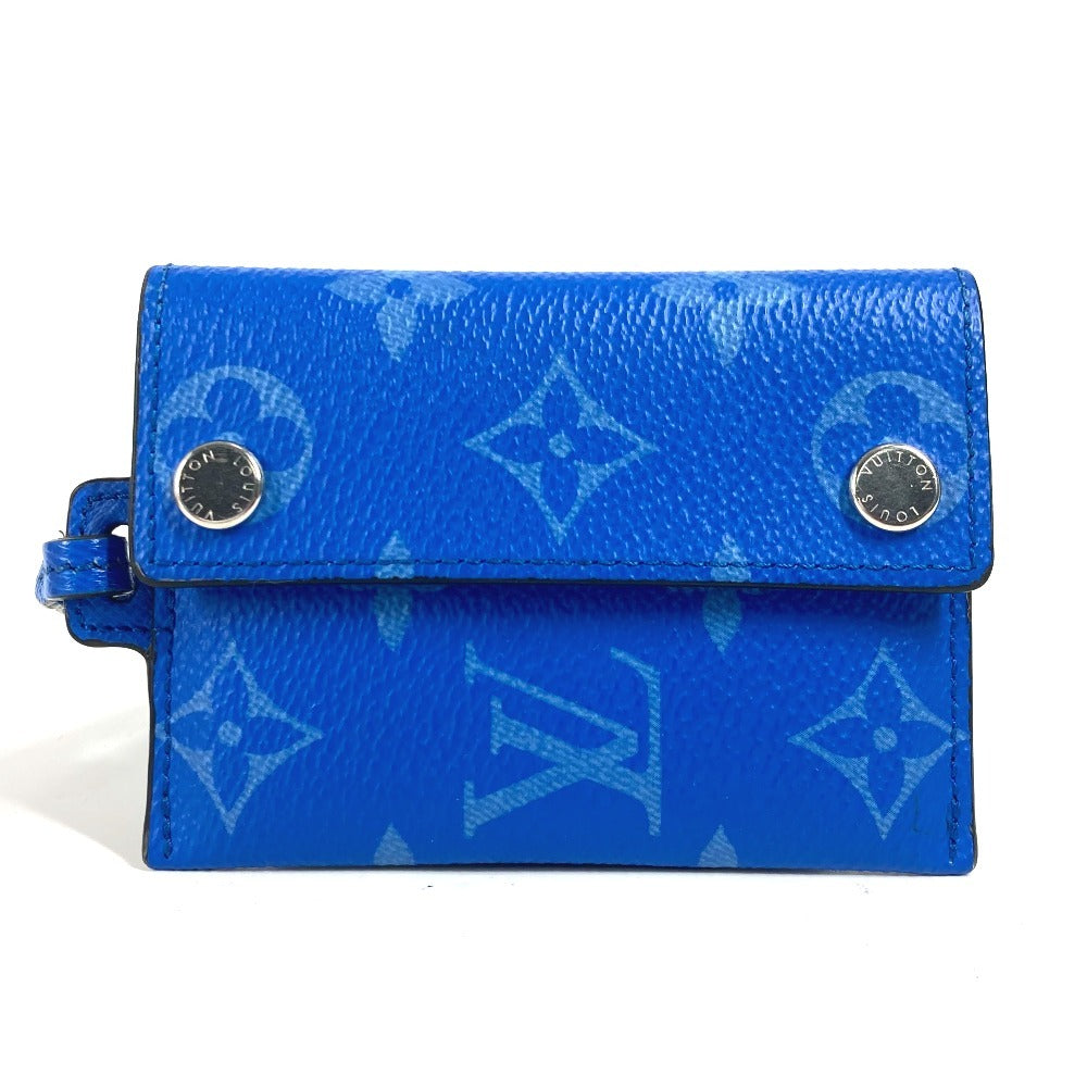 Louis Vuitton Coin M83154 Taiga Taigalama Porto Monogram Leather Canvas Blue Handbag