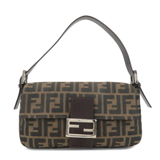 Fendi Shoulder Bag Zucca Mamma Baguette d 3 Canvas Black Brown