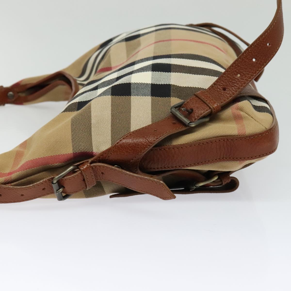 Burberry Ho Check Shoulder Bag Canvas Brown