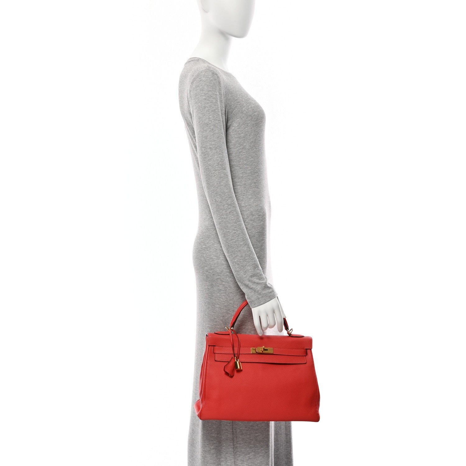 Hermes Togo Kelly Retourne Rouge Pivoine Handbag Travel Bag