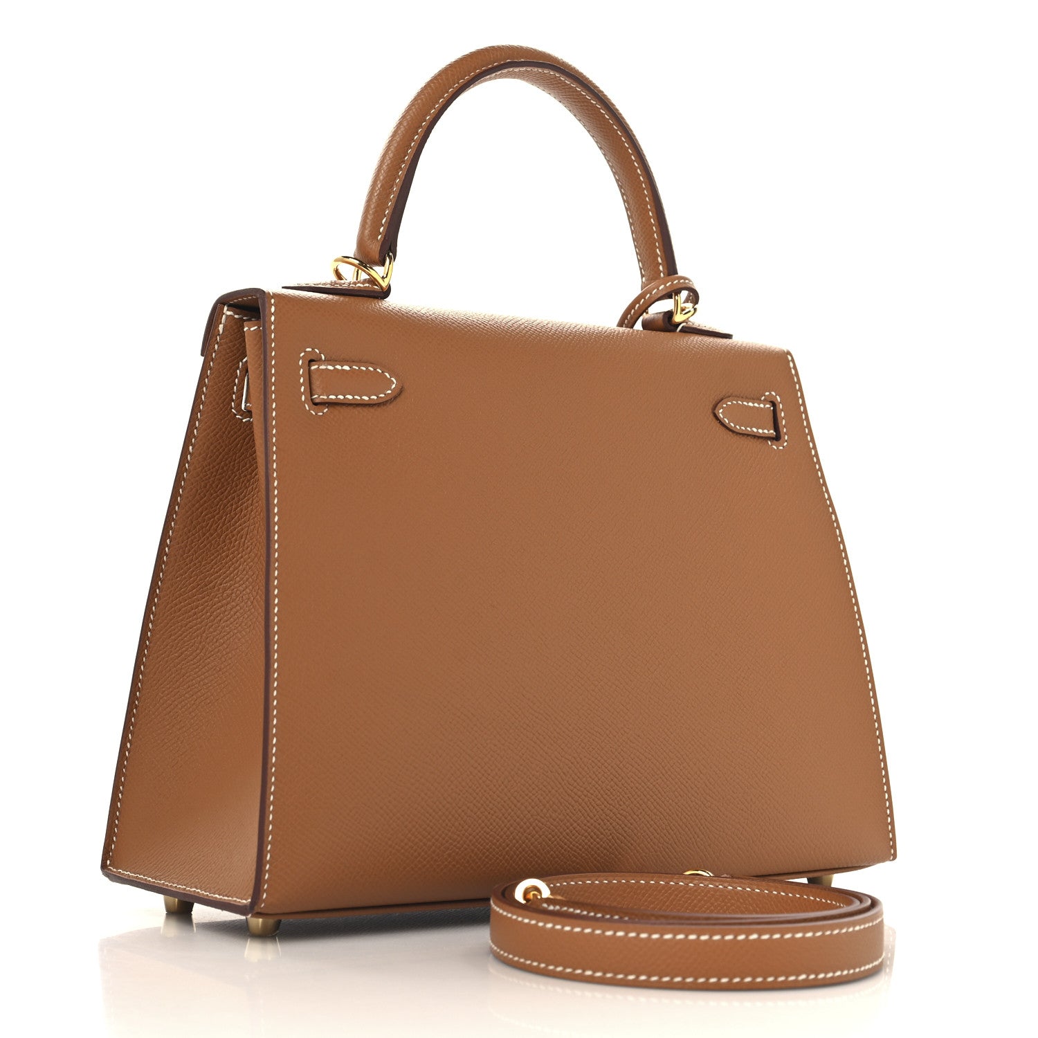 Hermes Epsom Kelly Sellier Handbag Gold Travel Bag 25 Gold 1705592