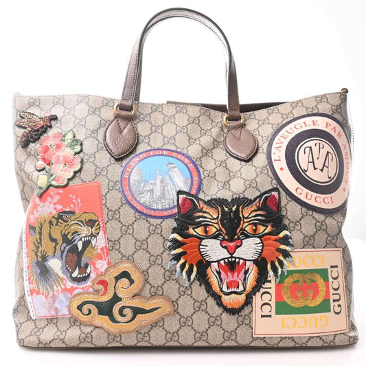Gucci Supreme Courrier 2Way Tiger Patch Beige Tote Bag