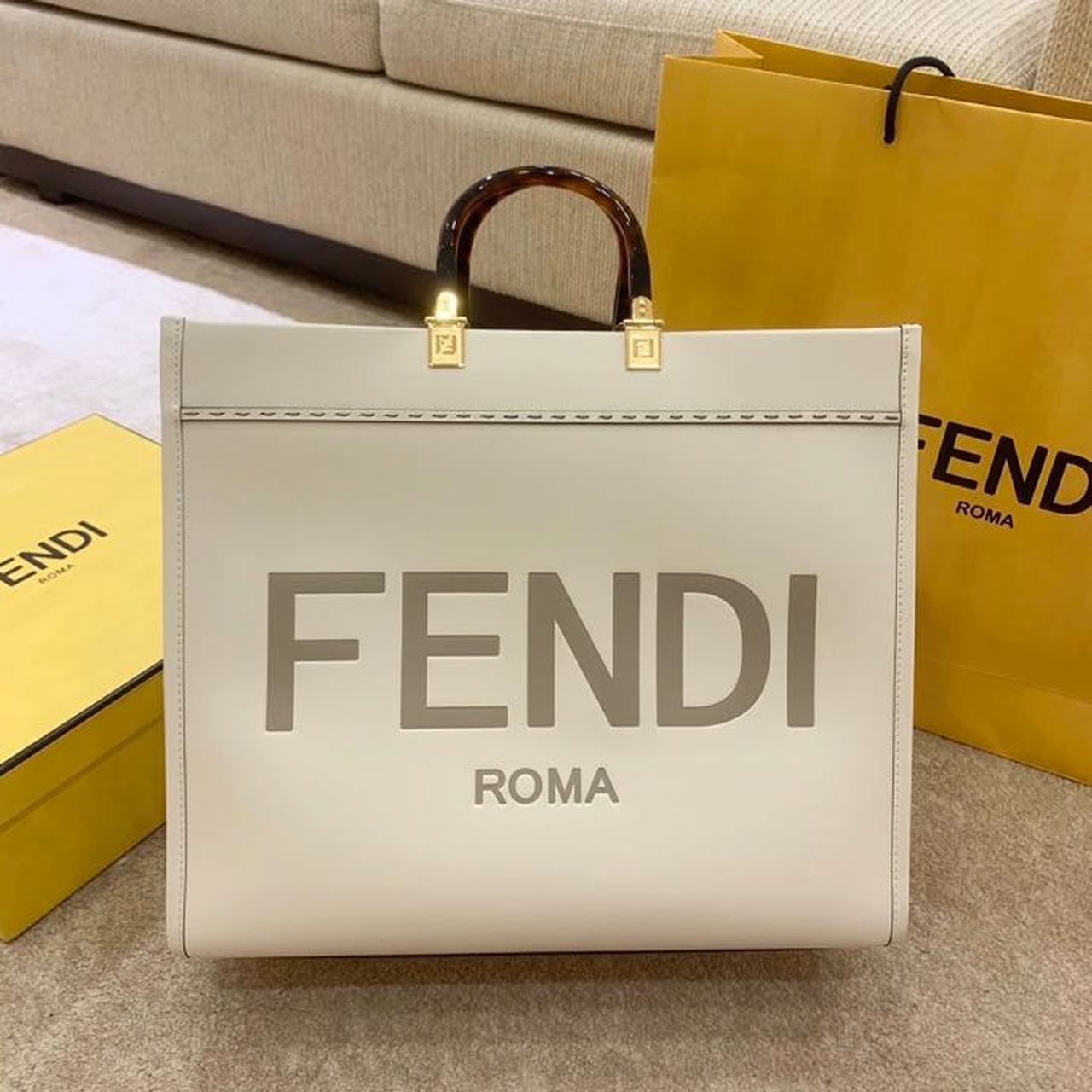 Fendi Sunshine Ff Cream Large Crossbody Bag