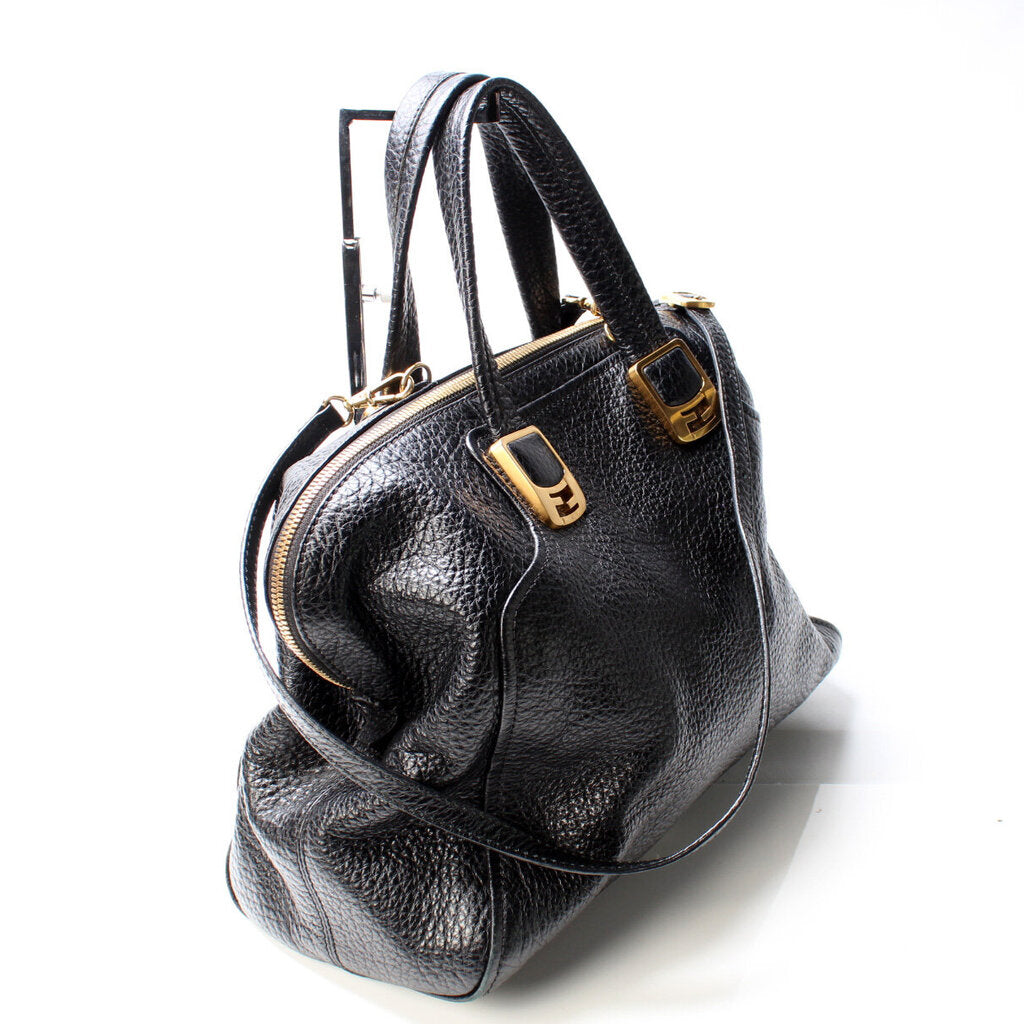 Fendi Two Way Bag Leather Black Travel Bag