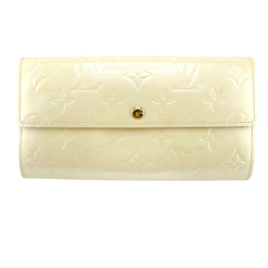 Louis Vuitton Long Purse M91382 Vernis Monogram White Cream Wallet Case