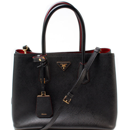 Prada Saffiano Cuir Double Bag Large Travel Bag Large Bag