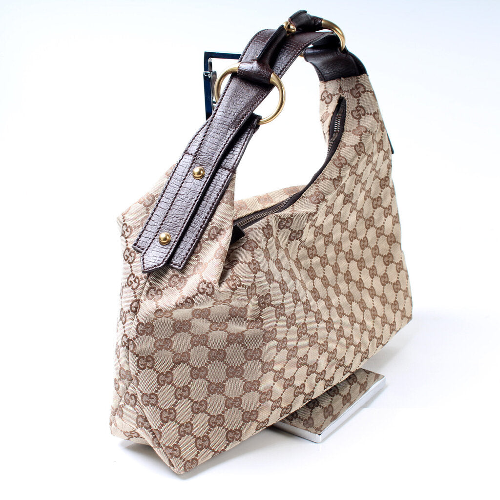 Gucci Horsebit Hobo Bag Canvas Travel Bag