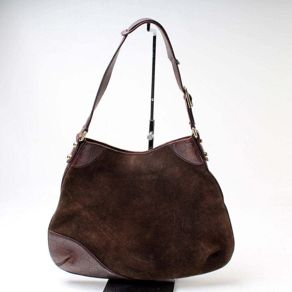 Gucci Horsebit Suede Shoulder Bag