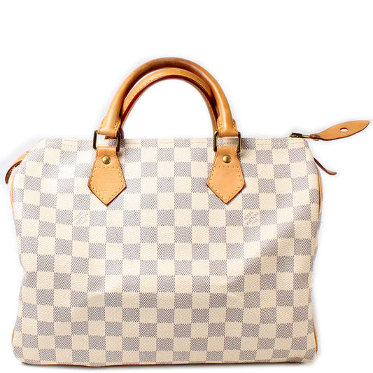 Louis Vuitton Speedy 30 Azur Damier Handbag Azur 10