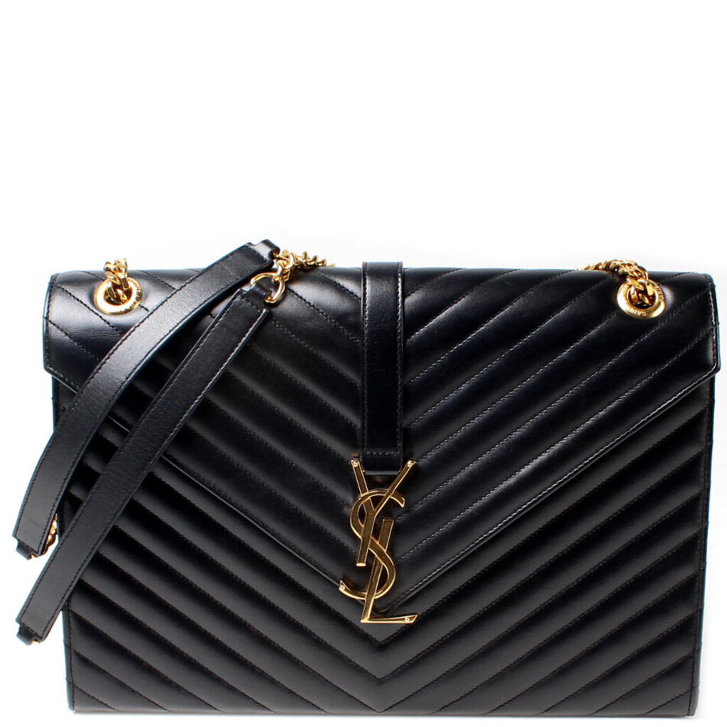 YSL Saint Laurent Saint Laurent Nappa Chevron Envelope Shoulder Bag Leather Large
