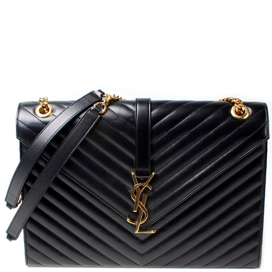 YSL Saint Laurent Saint Laurent Nappa Chevron Envelope Shoulder Bag Leather Large