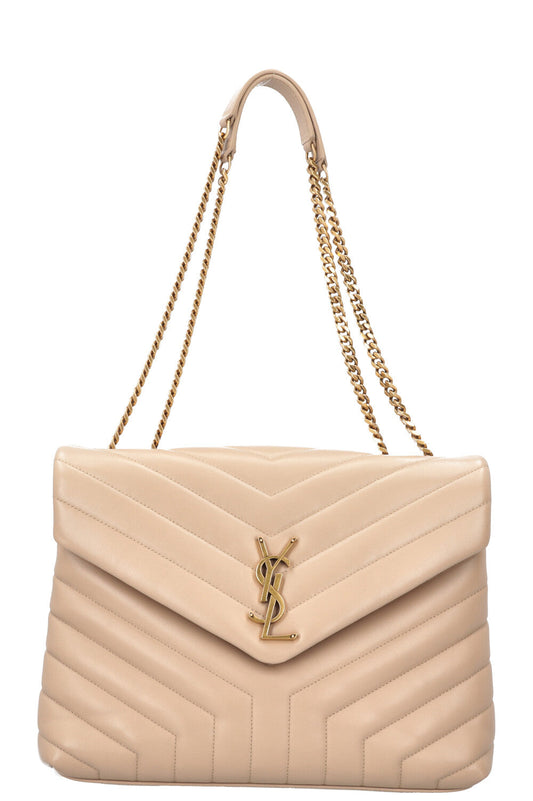 YSL Saint Laurent LouLou Bag Leather Beige Medium Handbag Medium Leather Beige