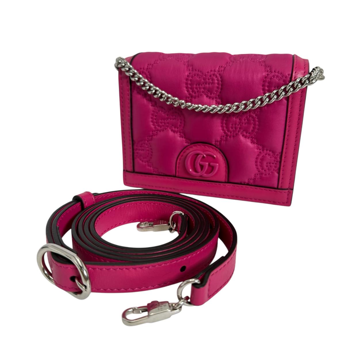 Gucci 2WAY GG Matelasse Leather Nylon Pink Mini Bag