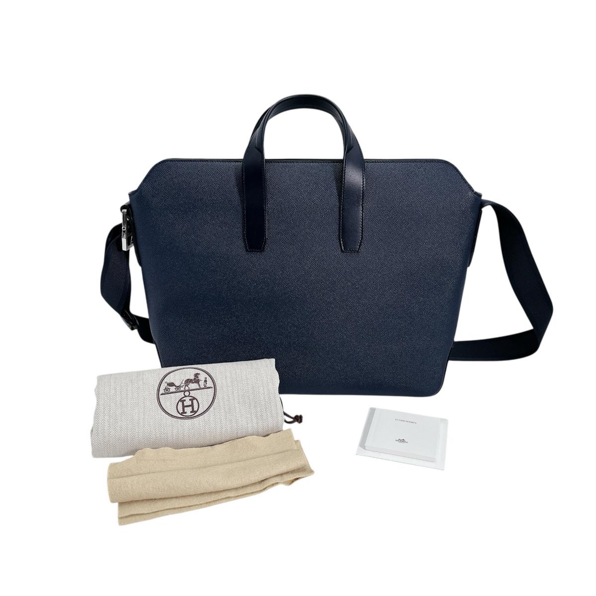 Hermes Business Bag Epsom Epsom Porto Document City News Leather Navy Travel Bag
